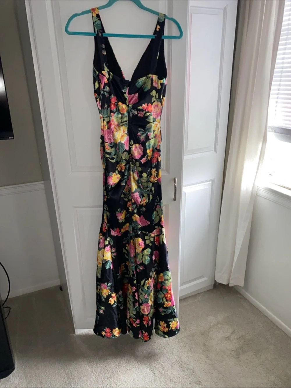 Jump Apparel Prom Gown  Dress 7/8 Black Floral Multi Colored - Picture 11 of 16